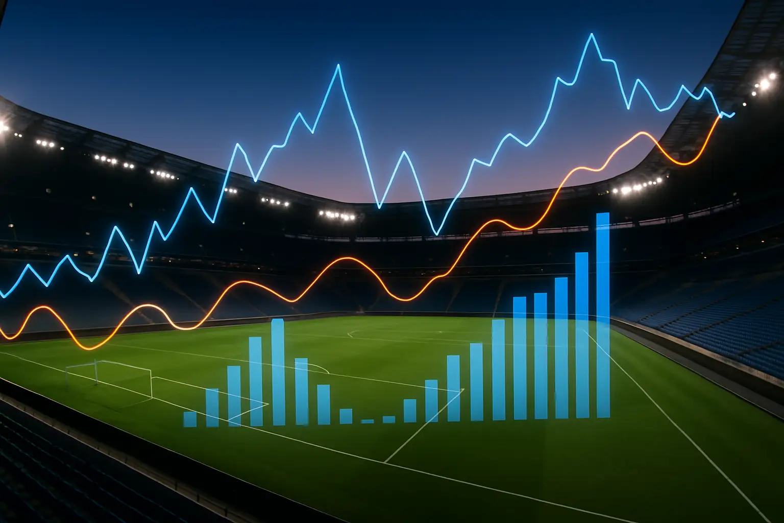 FIFA logo on a football stadium backdrop with financial charts in the foreground