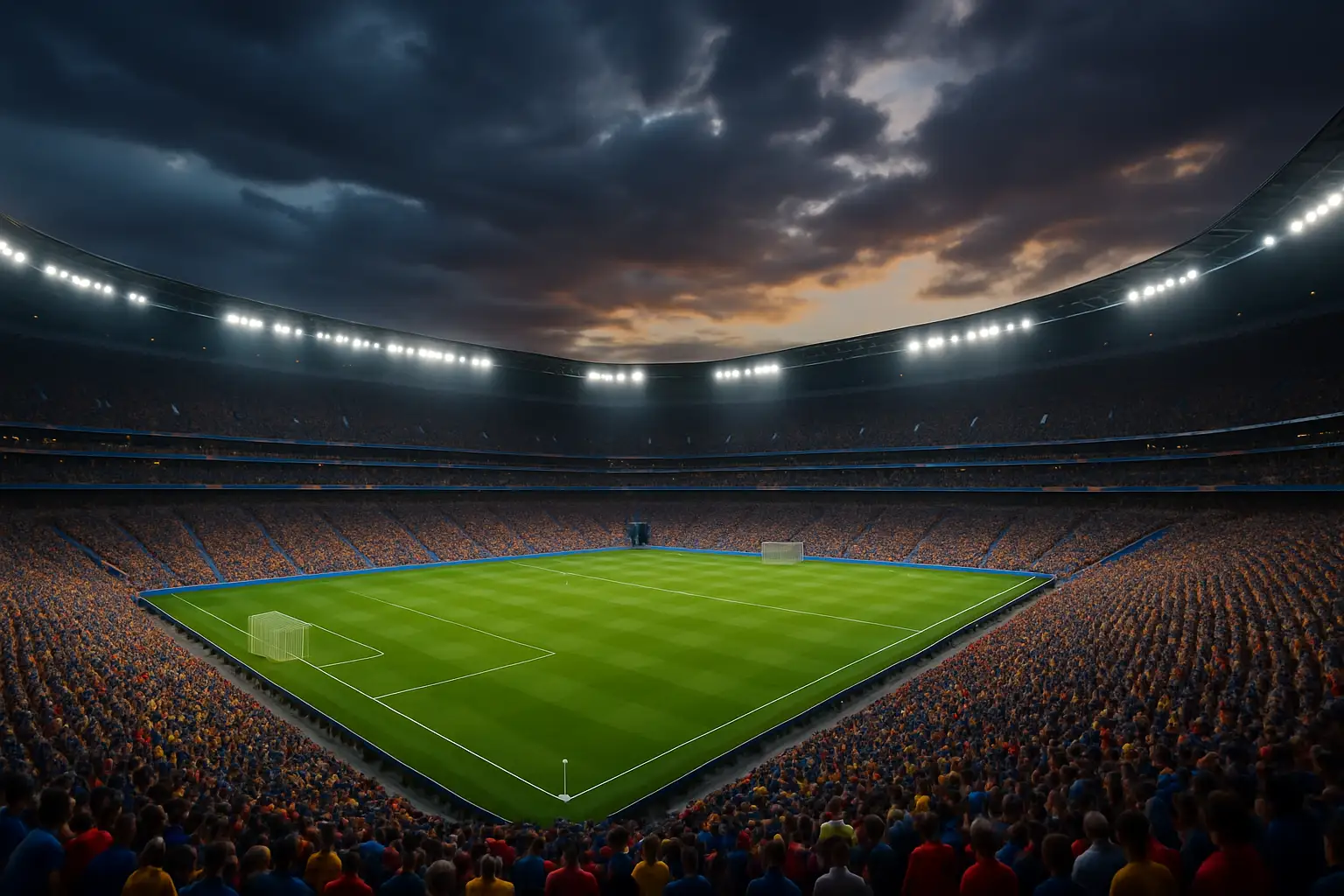A football stadium filled with supporters ahead of a major international tournament match