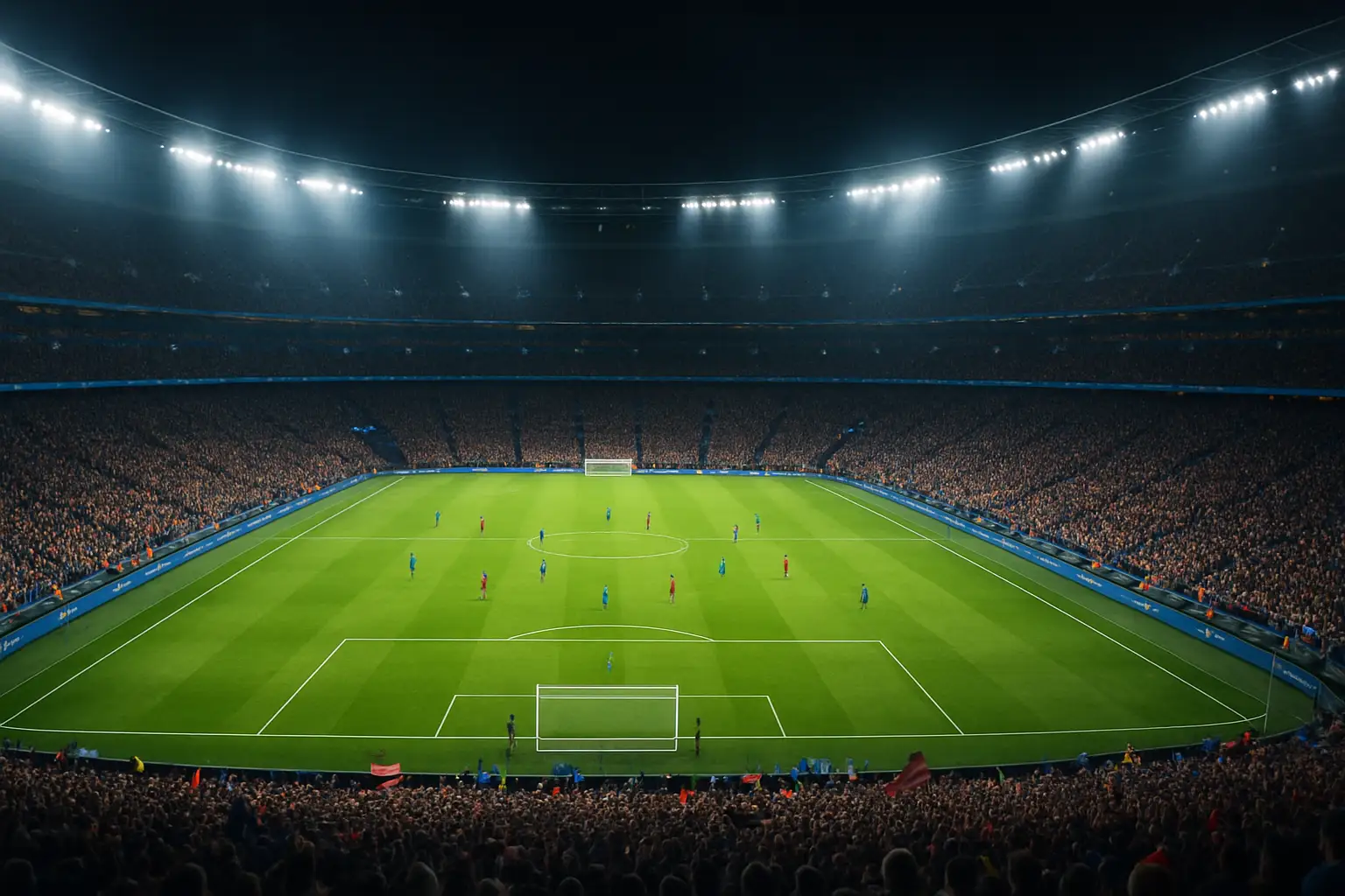 A packed football stadium lit up at night during a FIFA World Cup group stage match