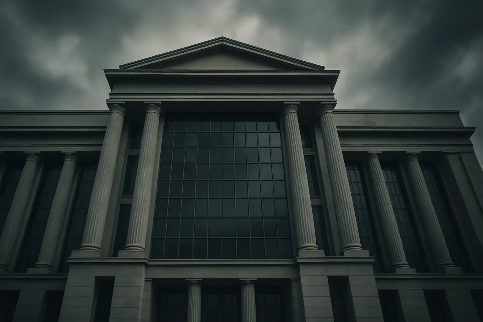 FIFA headquarters building exterior with stormy sky overhead