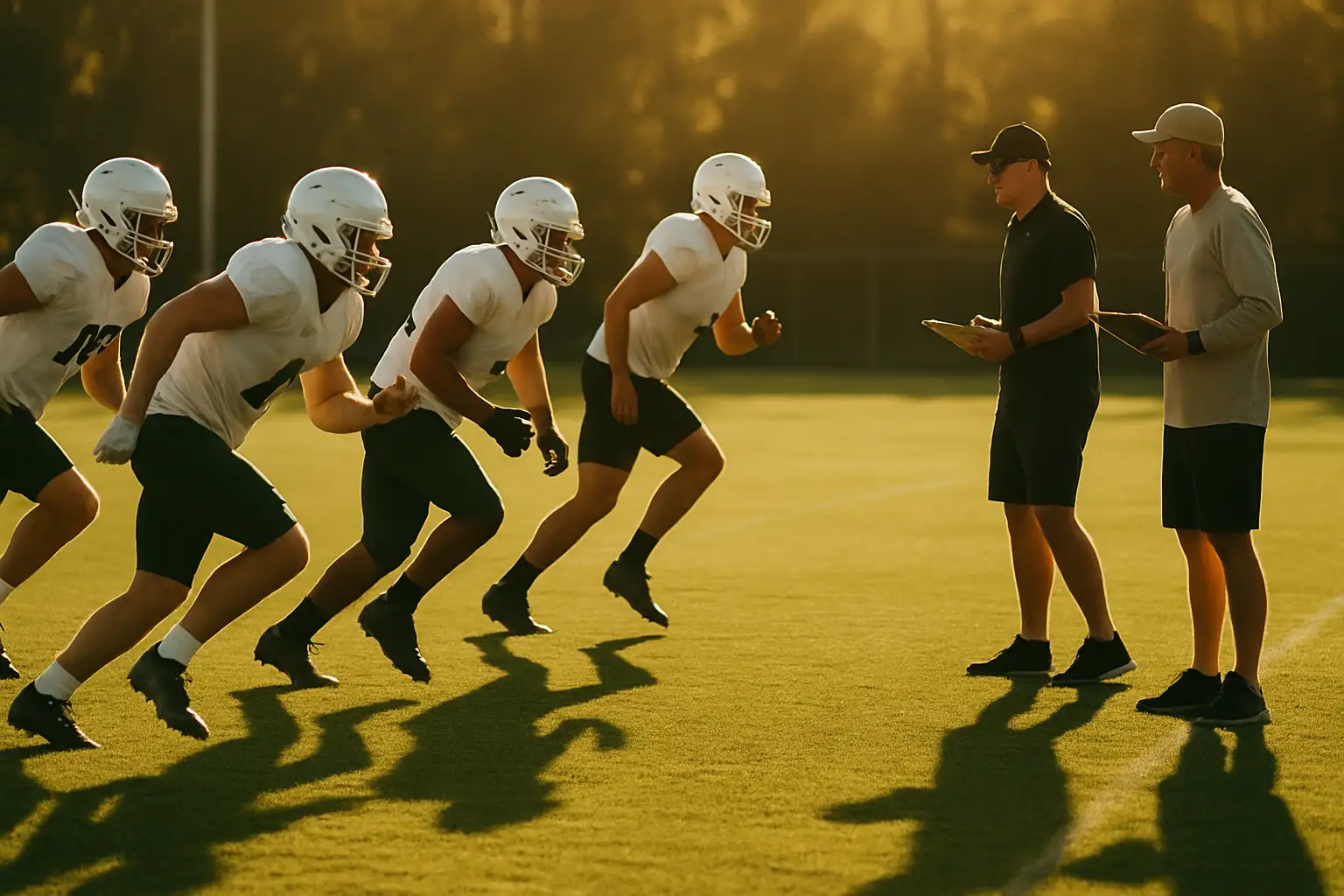Florida A&M Rattlers football players during a preseason practice scrimmage