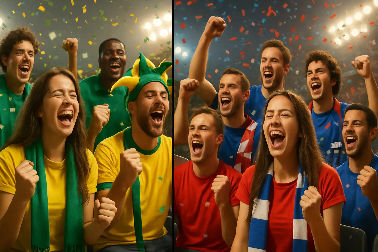 Fans celebrating France and Morocco advancing to the World Cup quarterfinals