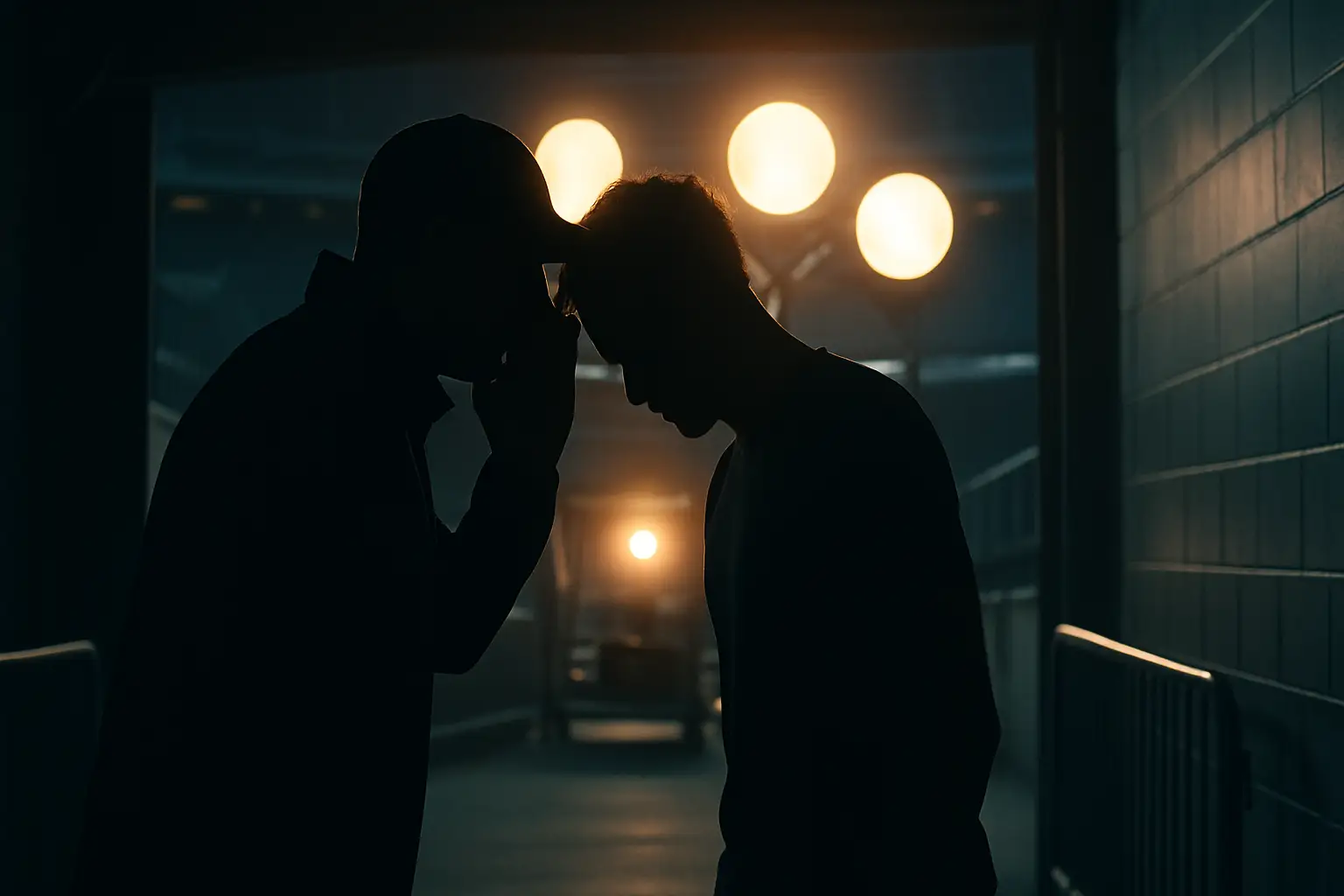 A performer receiving quiet backstage coaching before a major stadium show
