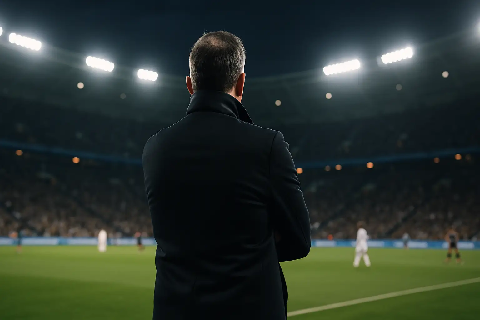 Spain football coach watching his team from the technical area during a major international tournament