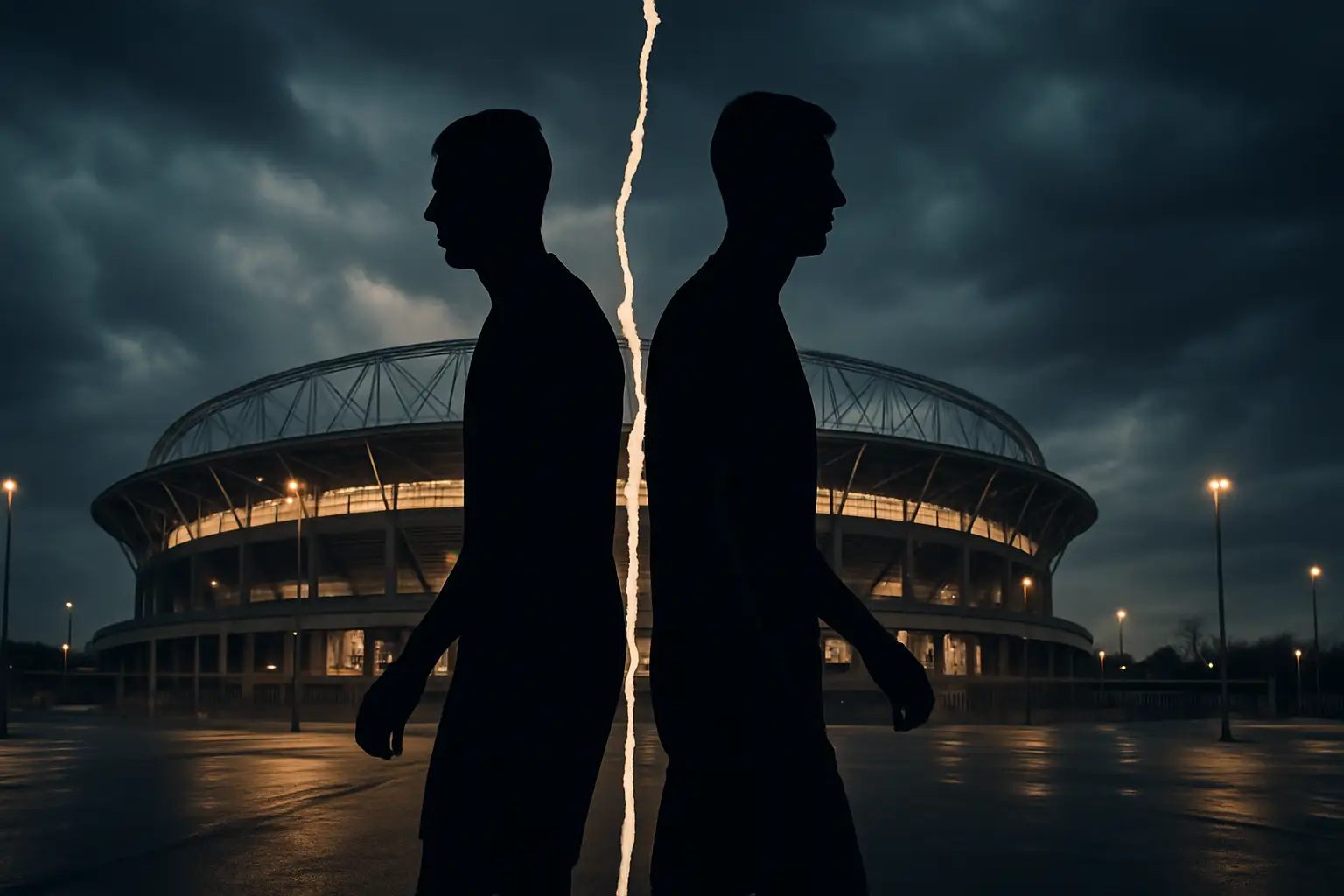 Manchester United stadium exterior on a cloudy day with transfer speculation in the air