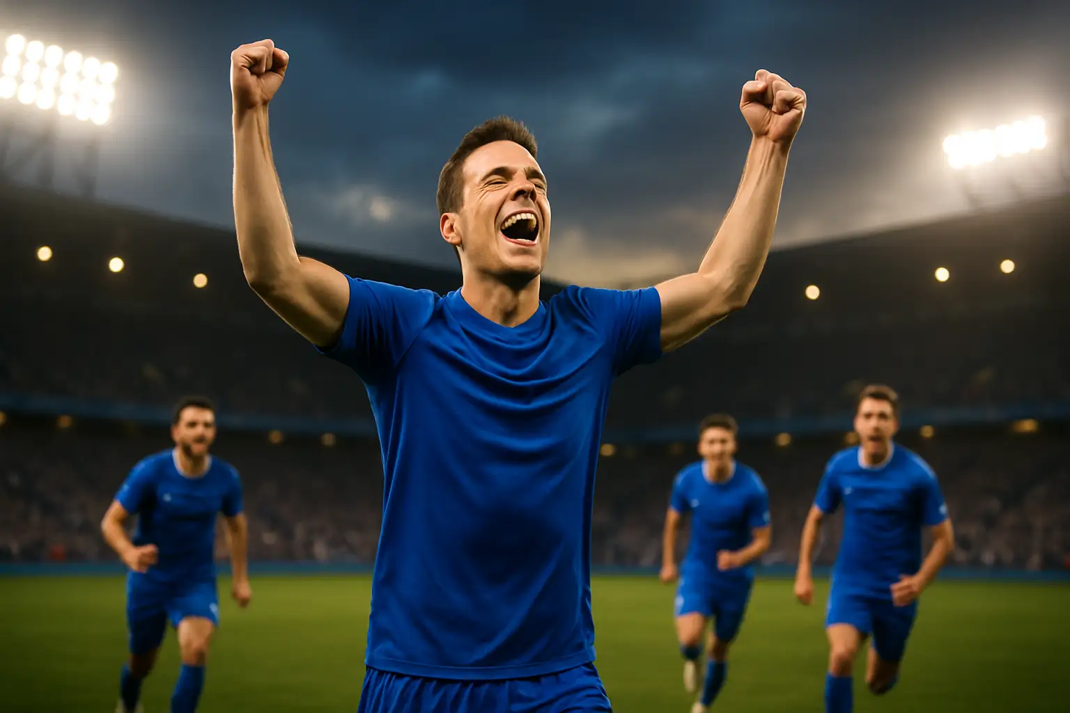 France footballer celebrating a goal during a World Cup qualifier against Sweden