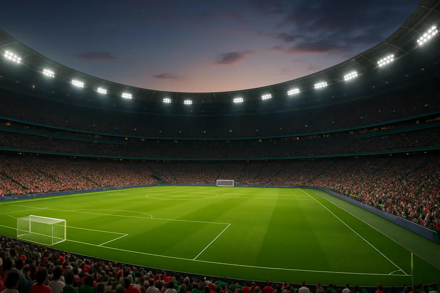 Football supporters watching a Mexico vs England international match on a large stadium screen