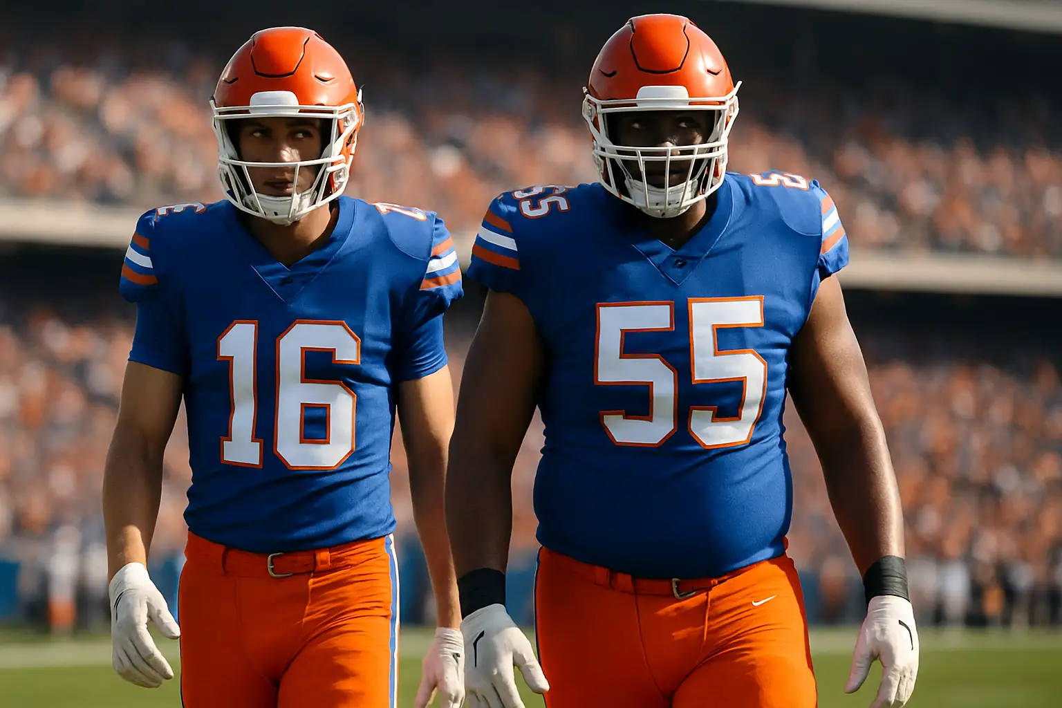 Bucknell Bison football players on the field during a college game