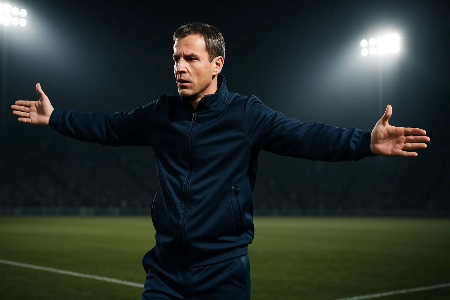 Morocco football coach gesturing on the touchline during an international match