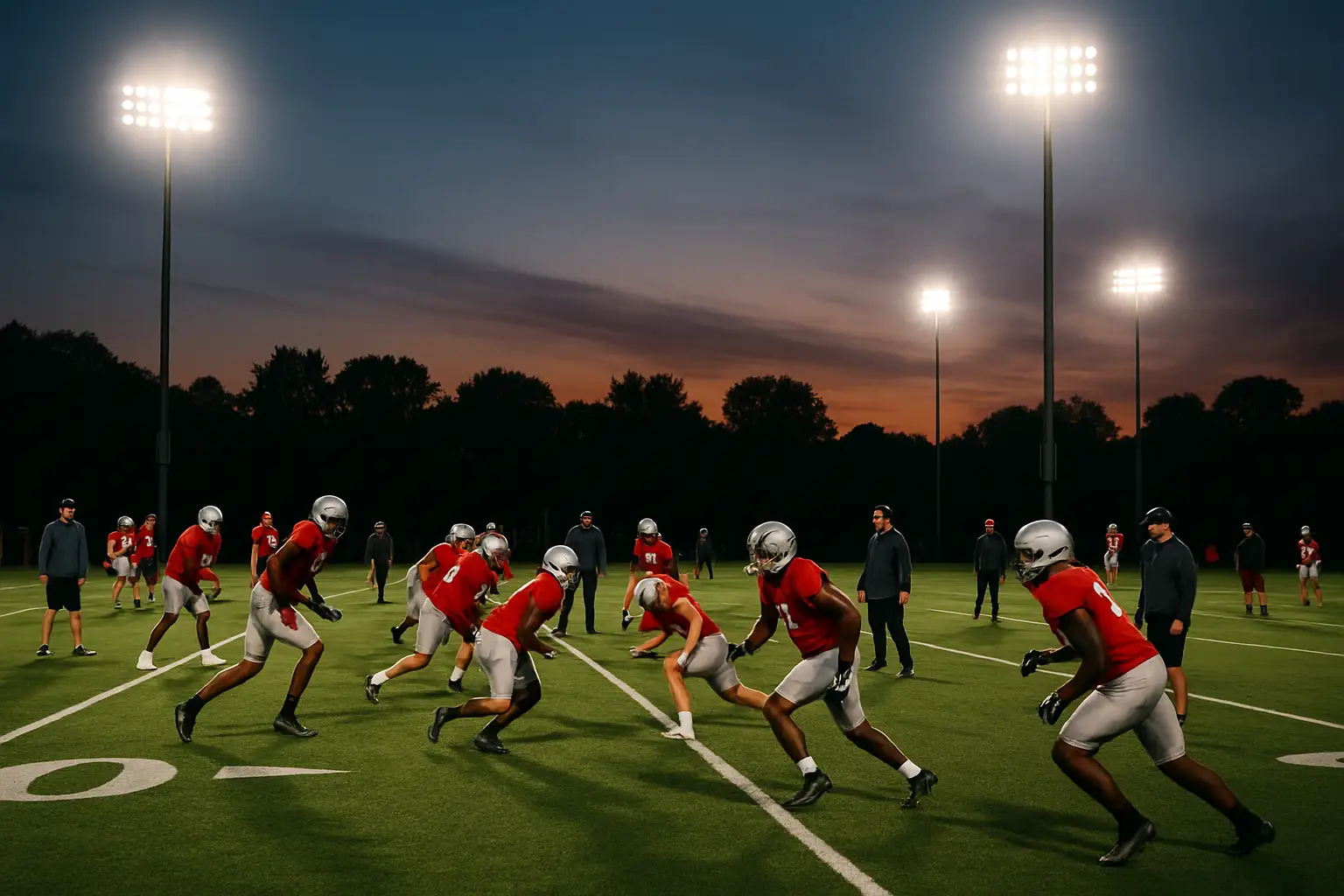 Ohio State football players preparing for a tough season on the practice field
