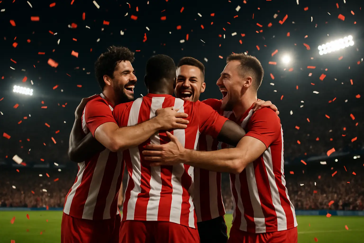 Paraguay players celebrating a penalty shootout victory at the World Cup