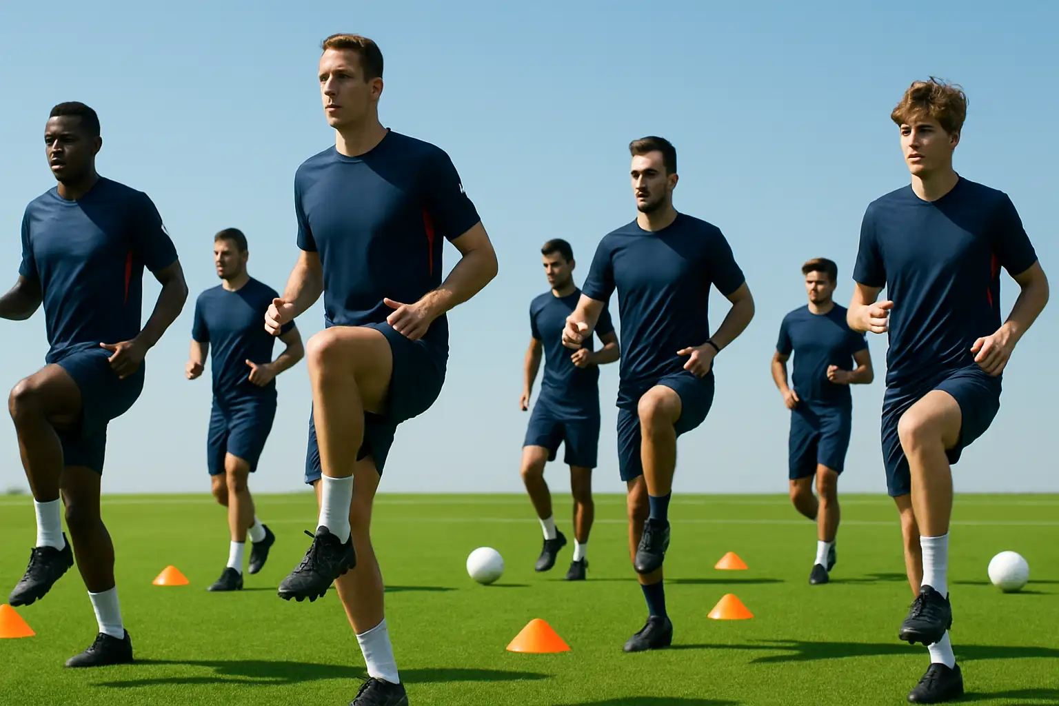 US soccer players training on a green pitch ahead of an international match