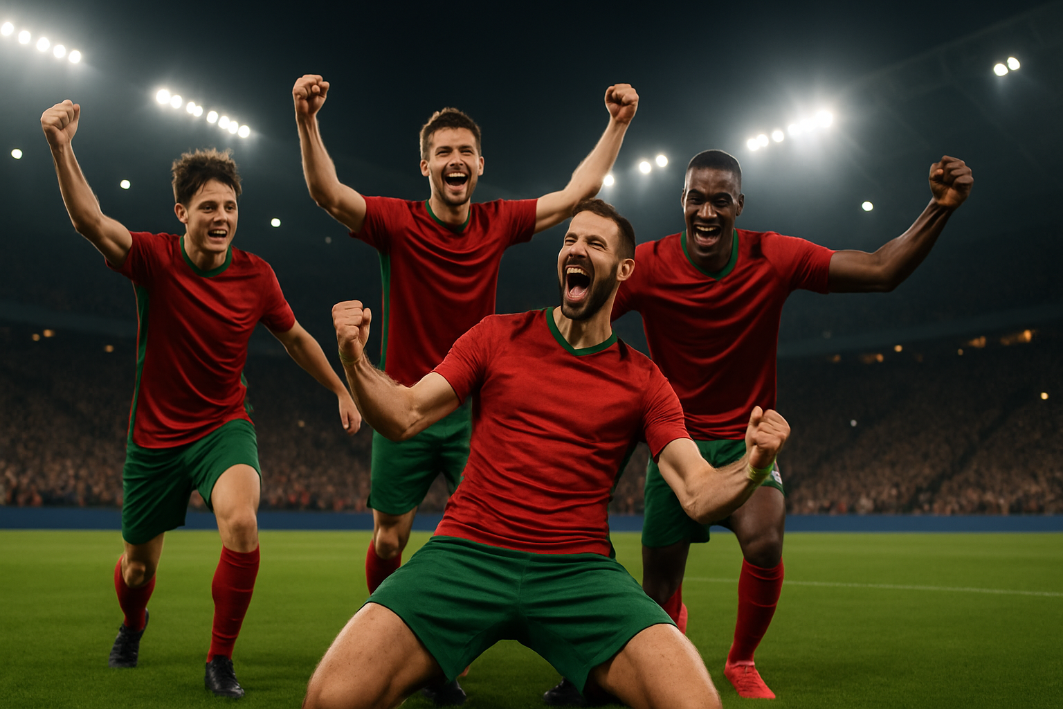 Portugal players celebrating a goal during the 2026 FIFA World Cup