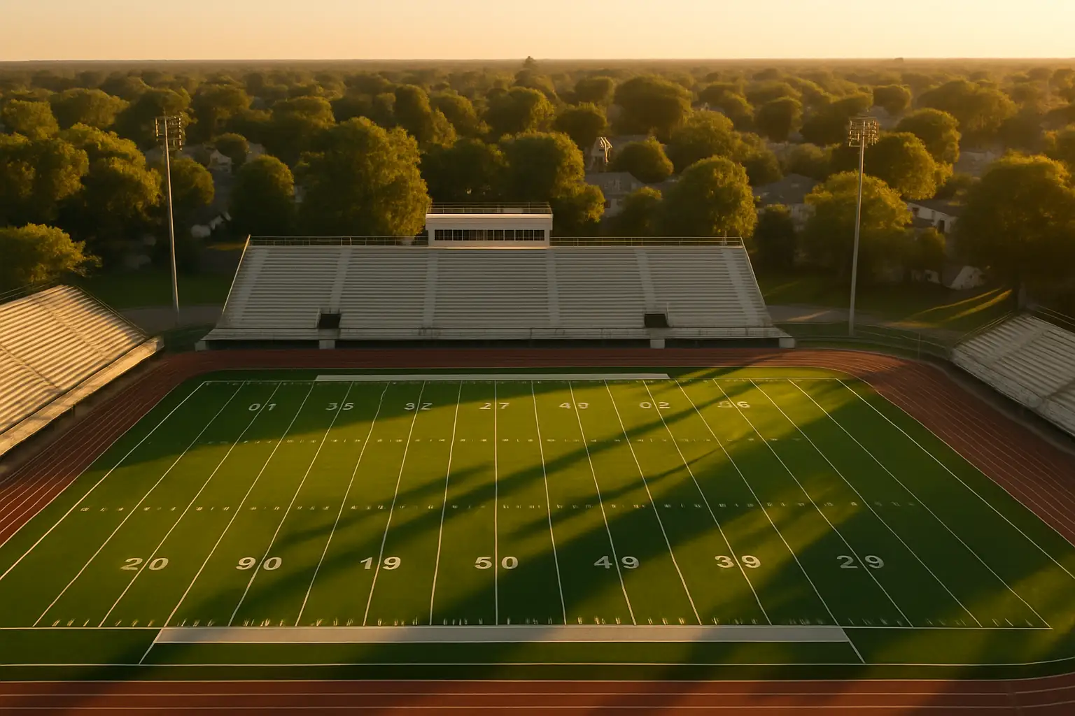High school football players gathered on a field during pre-season media day in Fort Wayne Indiana