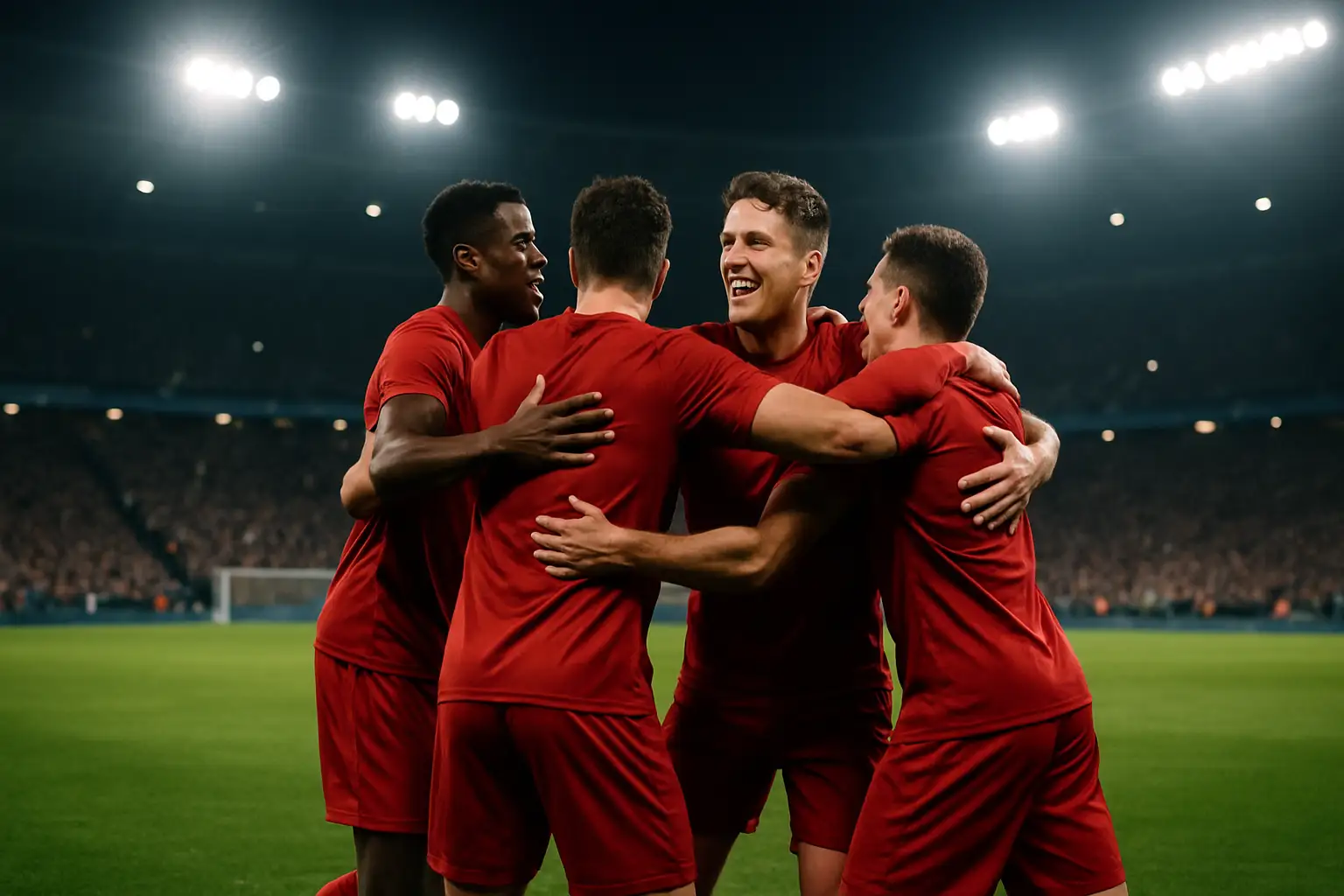 Spain players celebrating a goal during the FIFA World Cup 2026 semi-final against France in Dallas