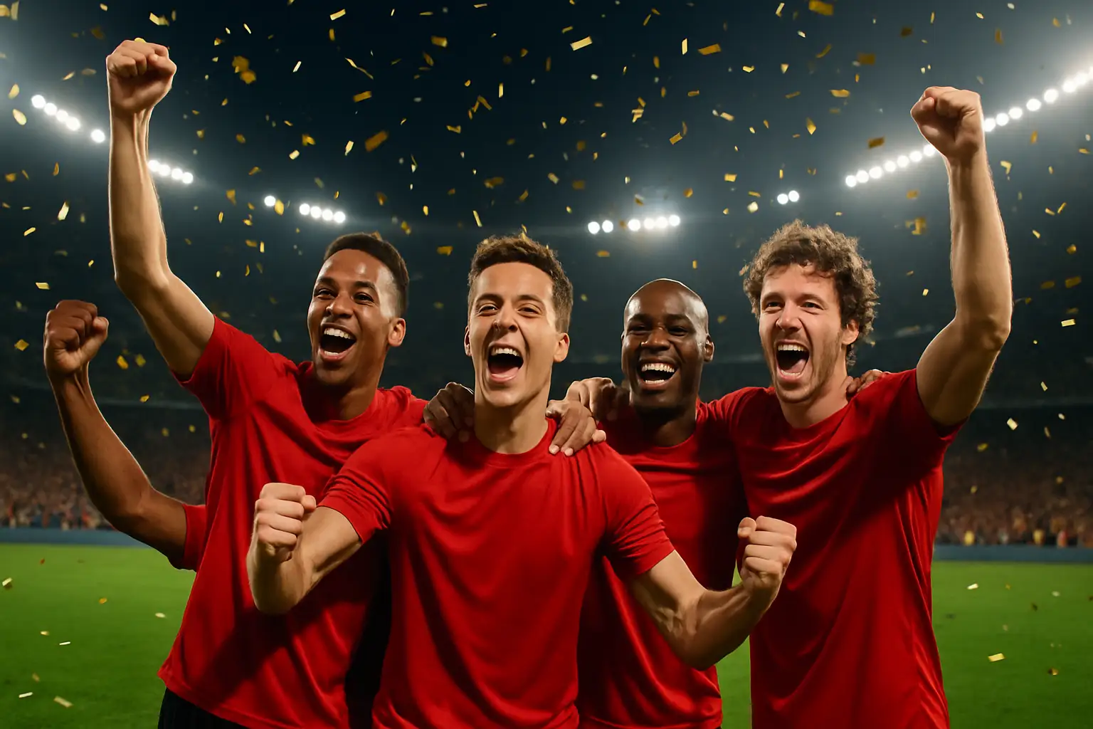 Spain players celebrating their semifinal victory over France at FIFA World Cup 26