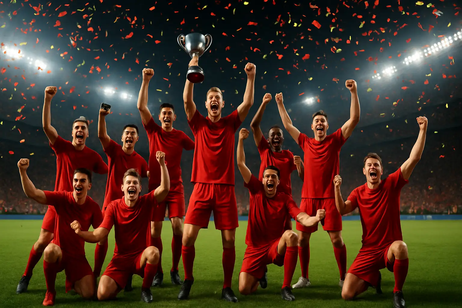 Spain players celebrating after defeating France 2-0 in the FIFA World Cup semifinal
