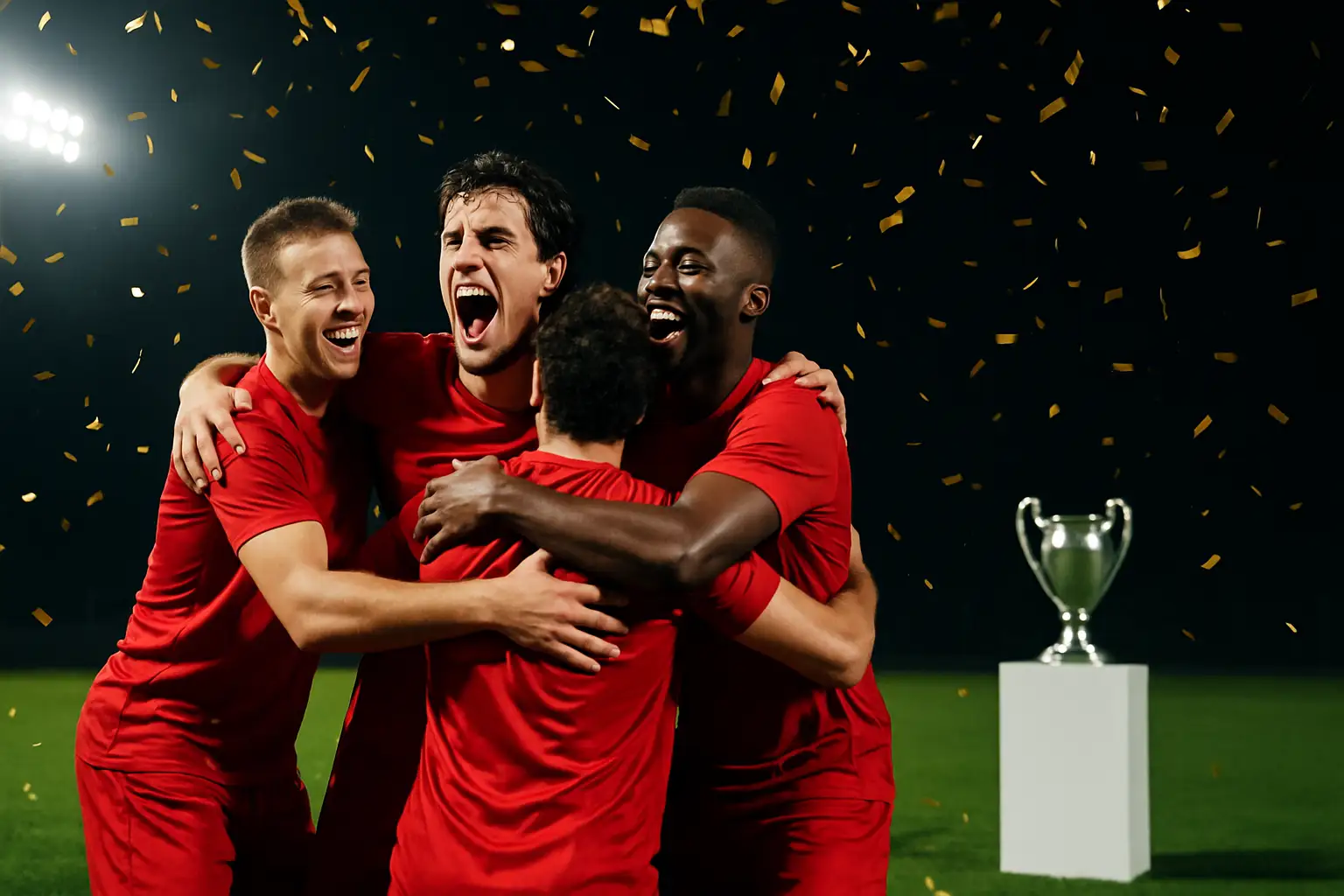 Spain players celebrating a World Cup title win on the pitch