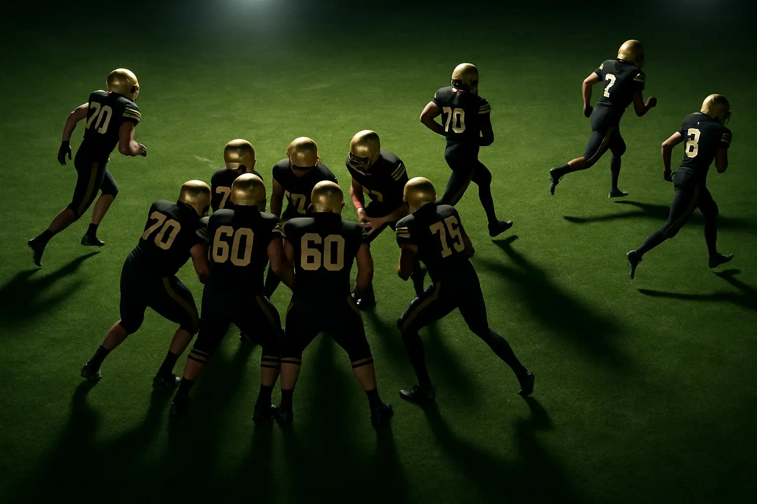 Pittsburgh Steelers offensive players lined up at the line of scrimmage during a football game