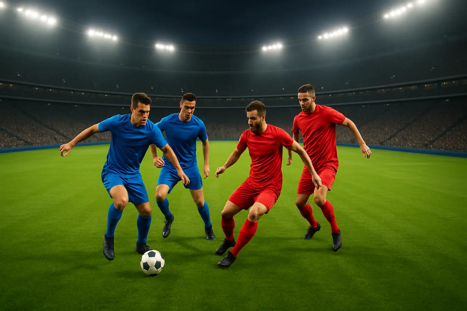 Switzerland and Canada football players competing on the pitch during a World Cup group stage match