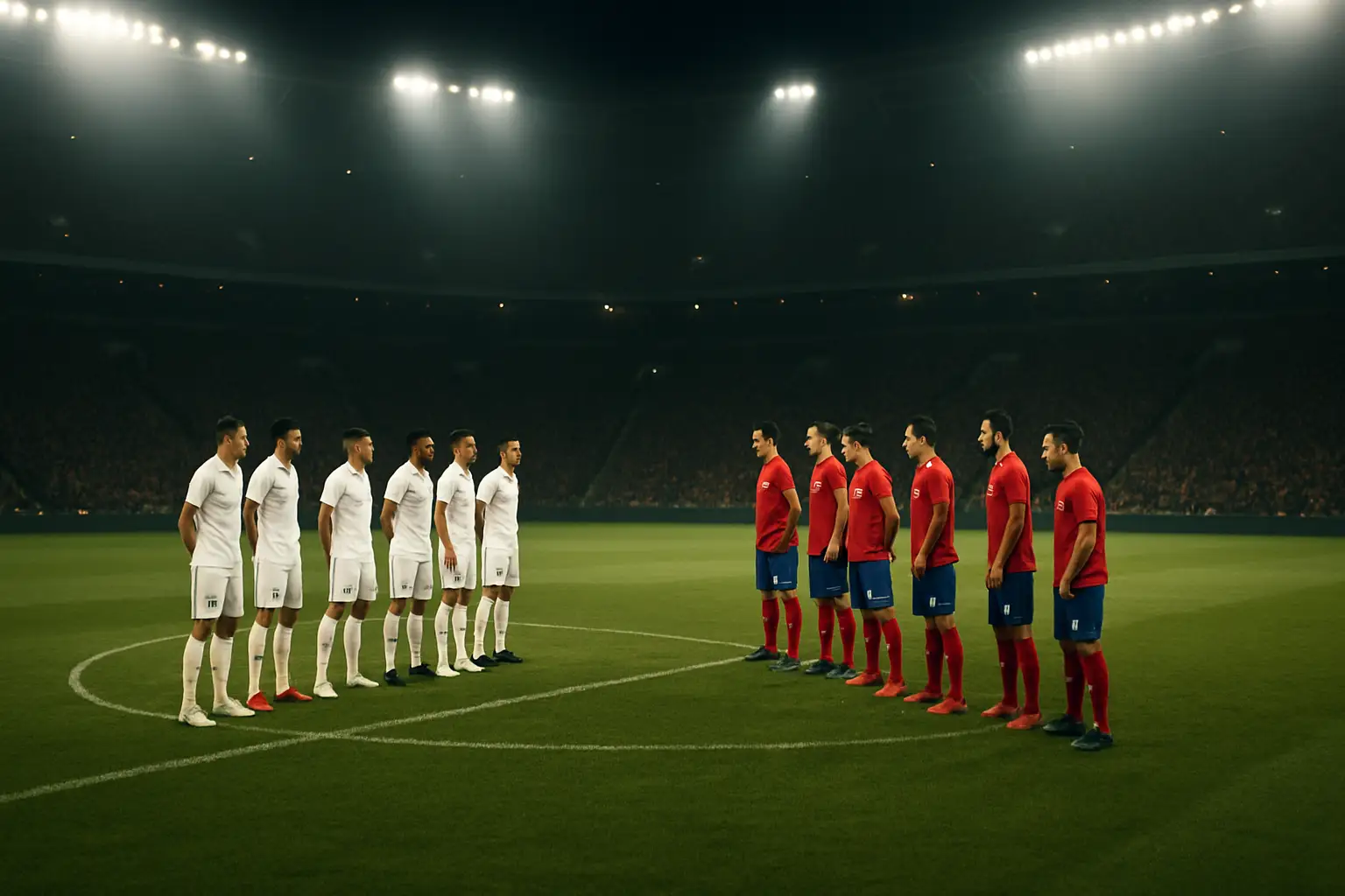 Switzerland and Algeria football players facing off on a World Cup pitch