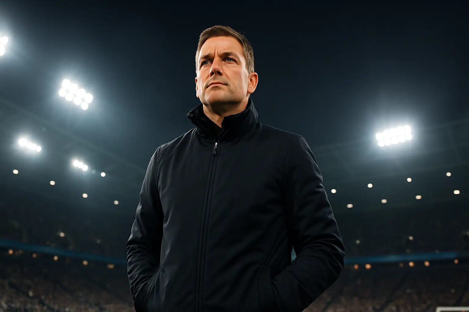 England football manager standing on the touchline during a major international tournament