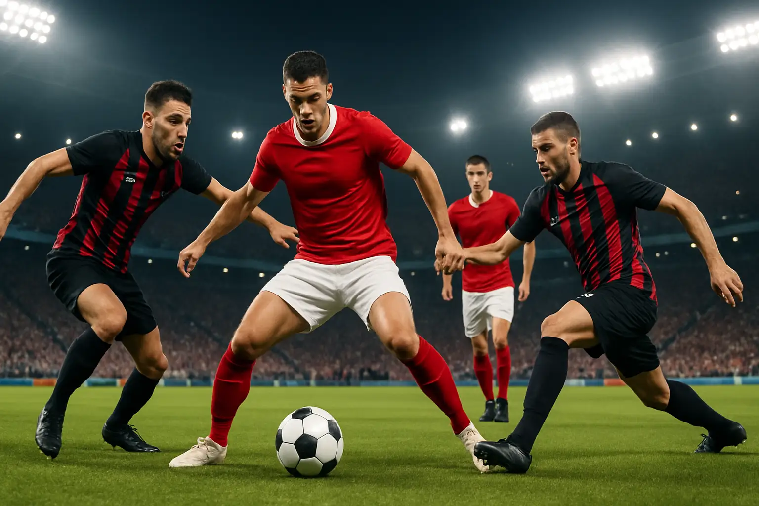 Belgium and Spain players competing for the ball during a World Cup 2026 match