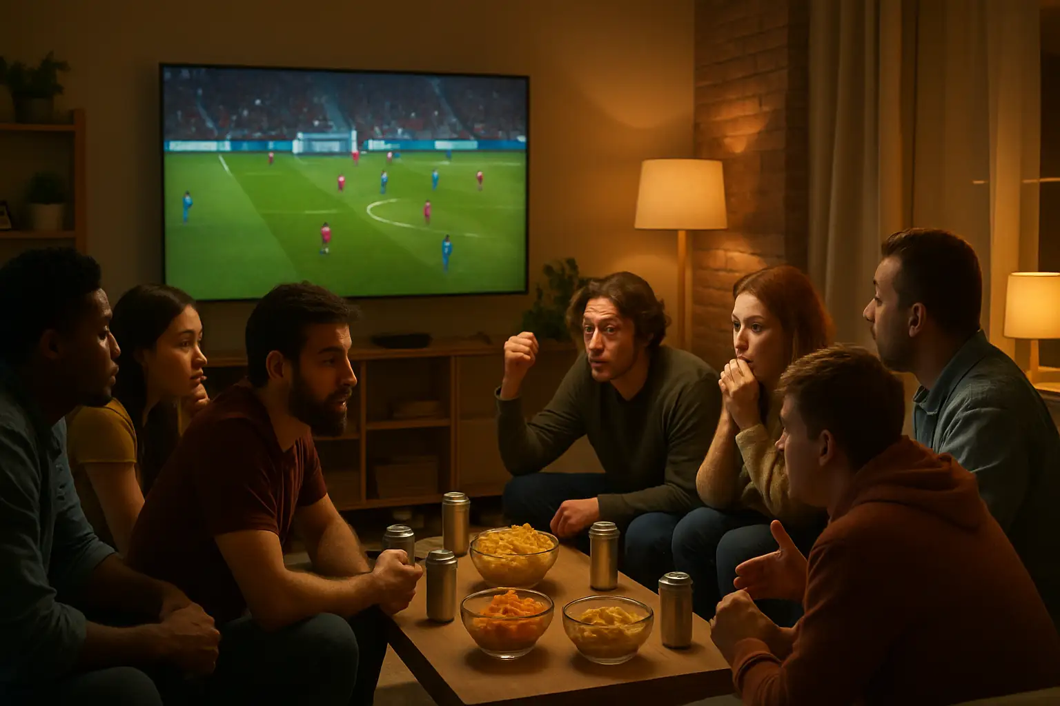 England football fans watching a late-night World Cup match on a big screen