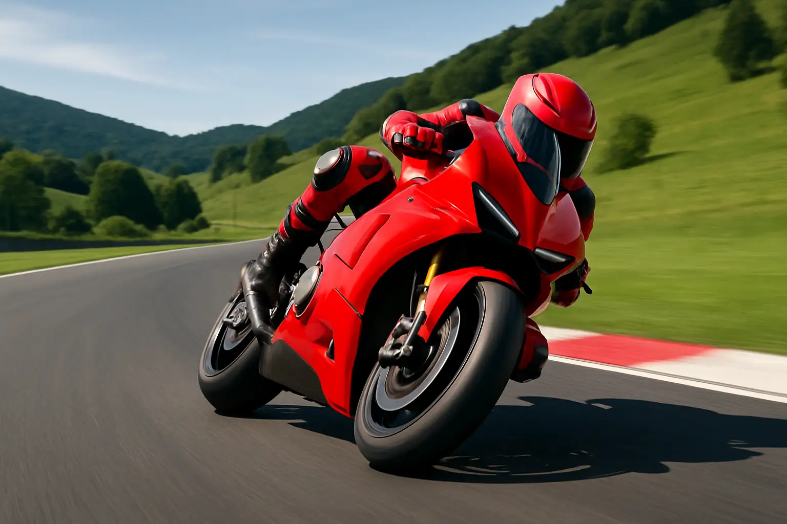 Aprilia MotoGP bike leaning into a tight corner at the Sachsenring circuit