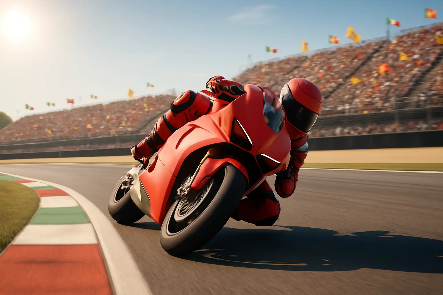 Francesco Bagnaia racing at Misano on a Ducati MotoGP bike