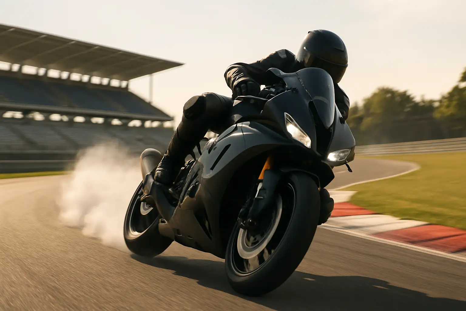 MotoGP bike on track during practice session at a European circuit