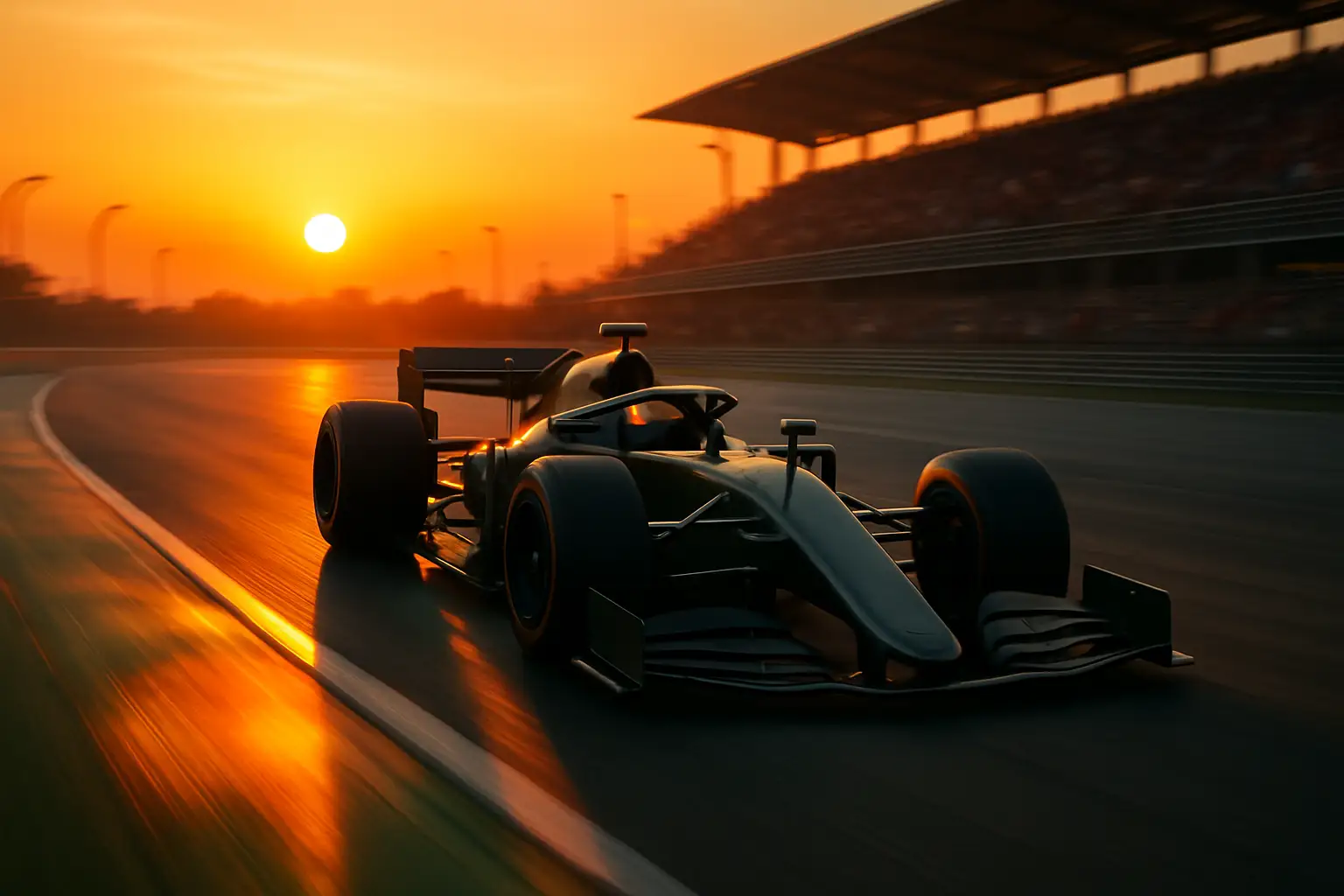 Formula 1 race car on track with Indian flag colors in the background