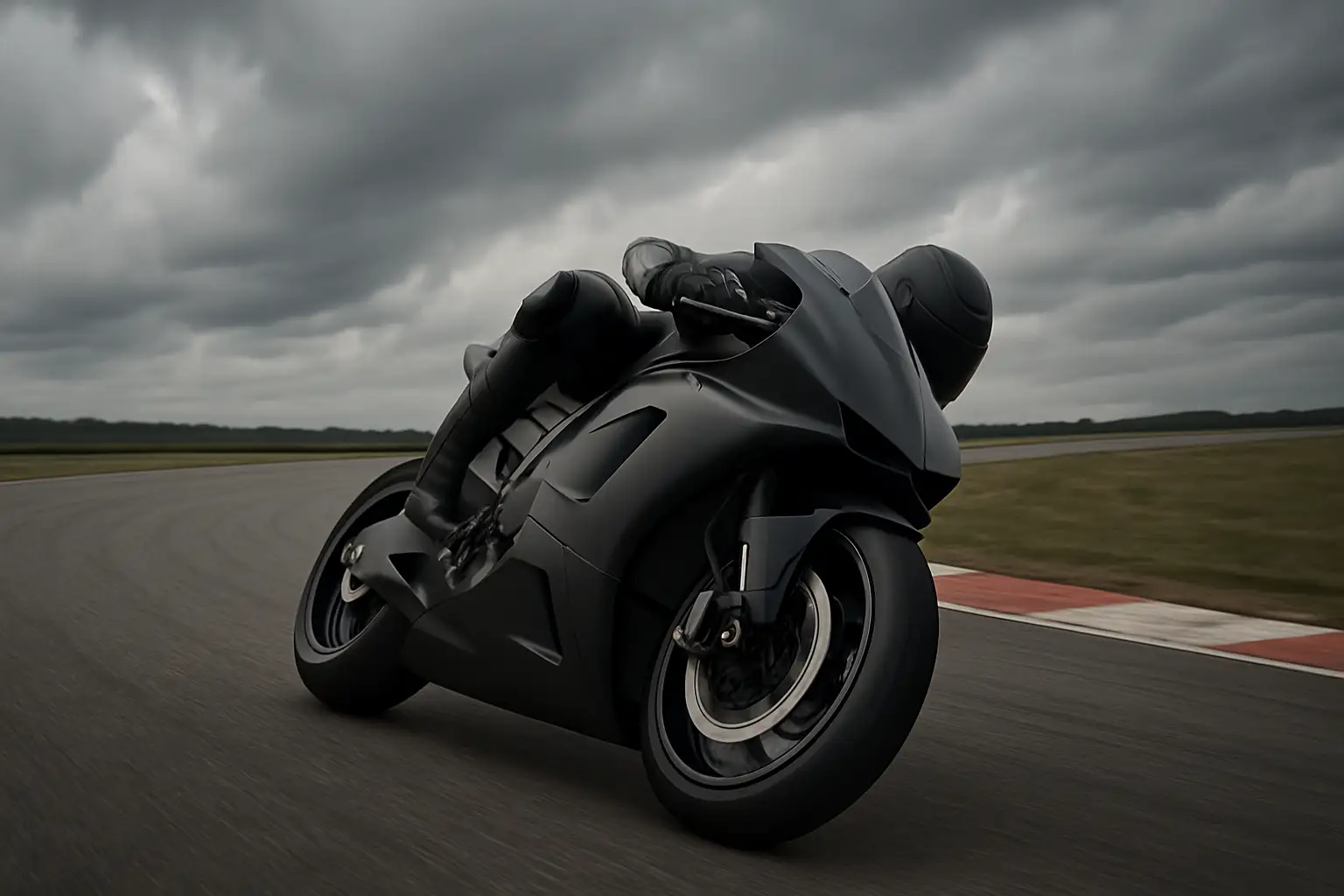 An Aprilia MotoGP bike leaning through a fast corner at a racing circuit