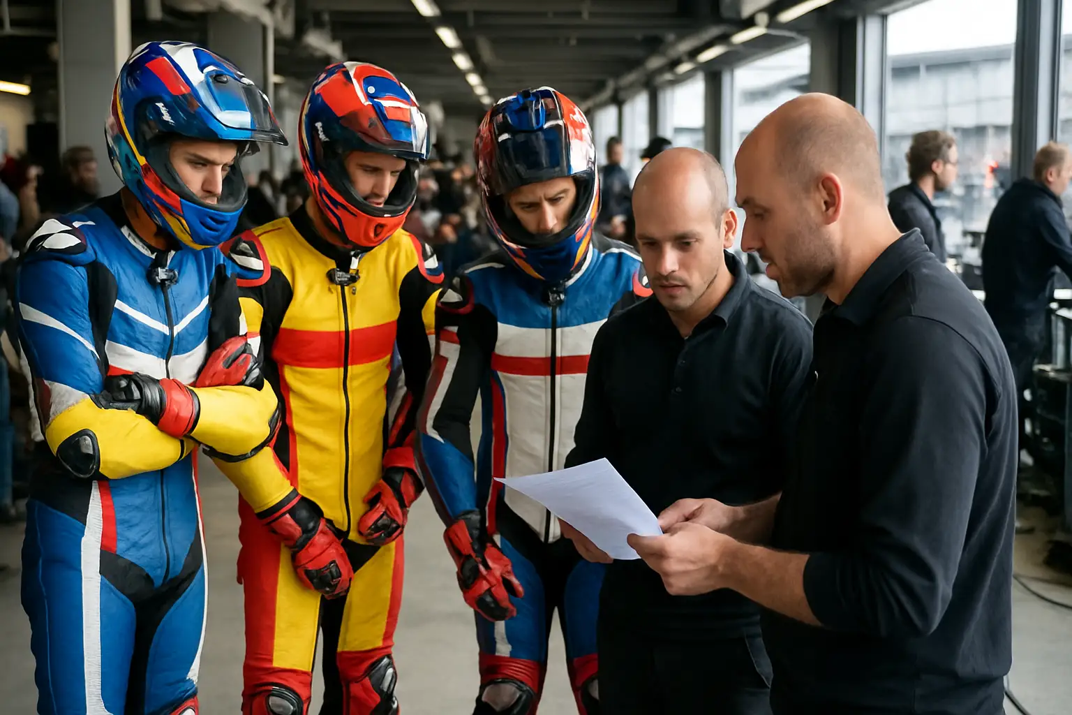 MotoGP riders in the paddock discussing contract options ahead of the 2027 season