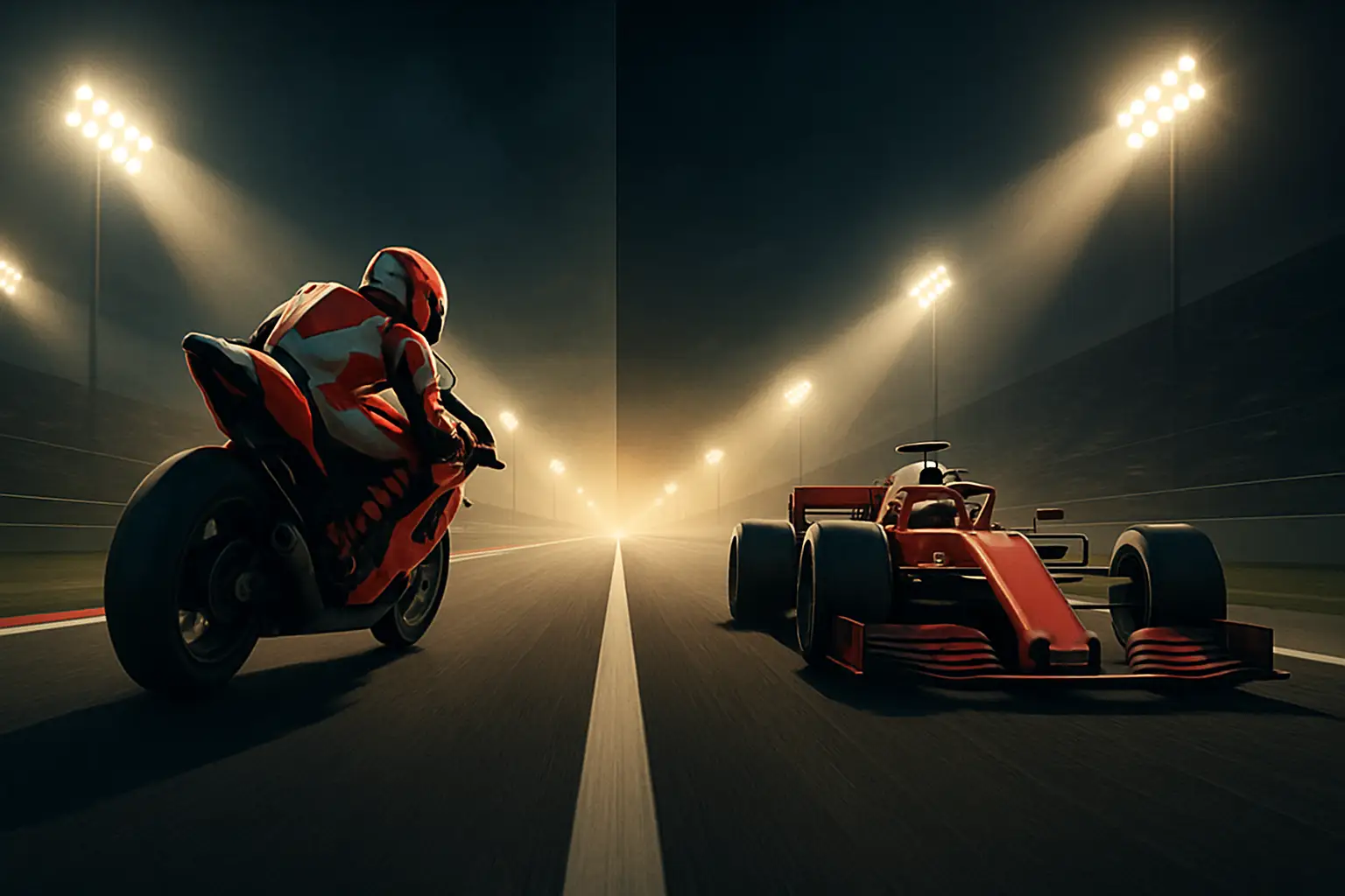 MotoGP and Formula 1 race cars on track representing Liberty Media's combined motorsport portfolio