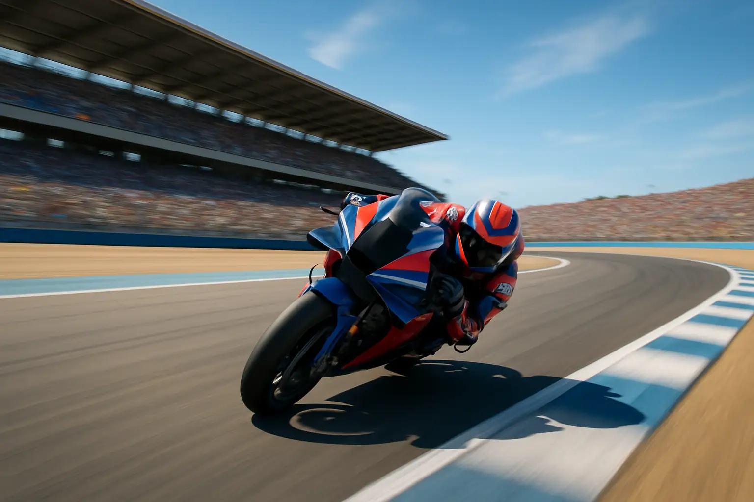 MotoGP rider leaning through a fast corner at the Sachsenring circuit in Germany