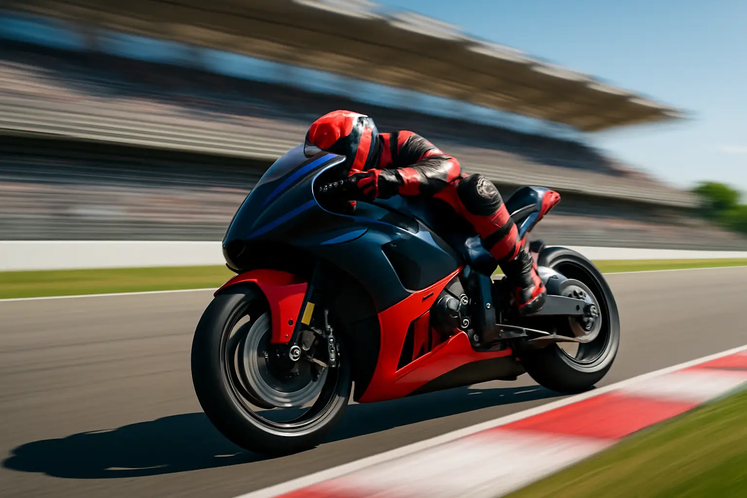 MotoGP rider on a Ducati racing through a fast corner on a modern circuit