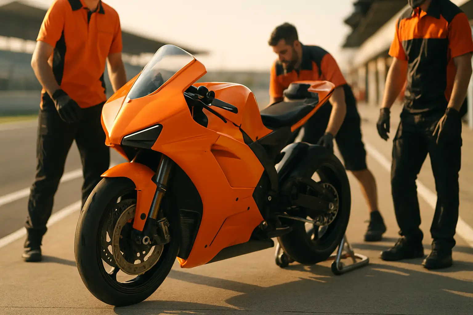 KTM MotoGP bike on track during a race weekend with orange livery visible