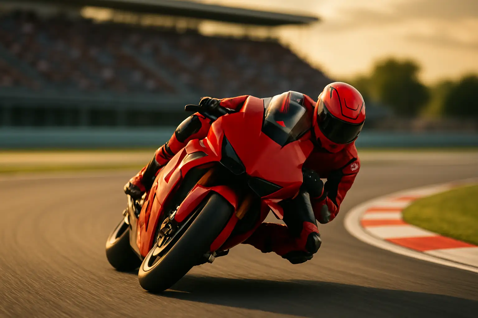 A MotoGP rider leaning through a tight corner at the Sachsenring circuit in Germany