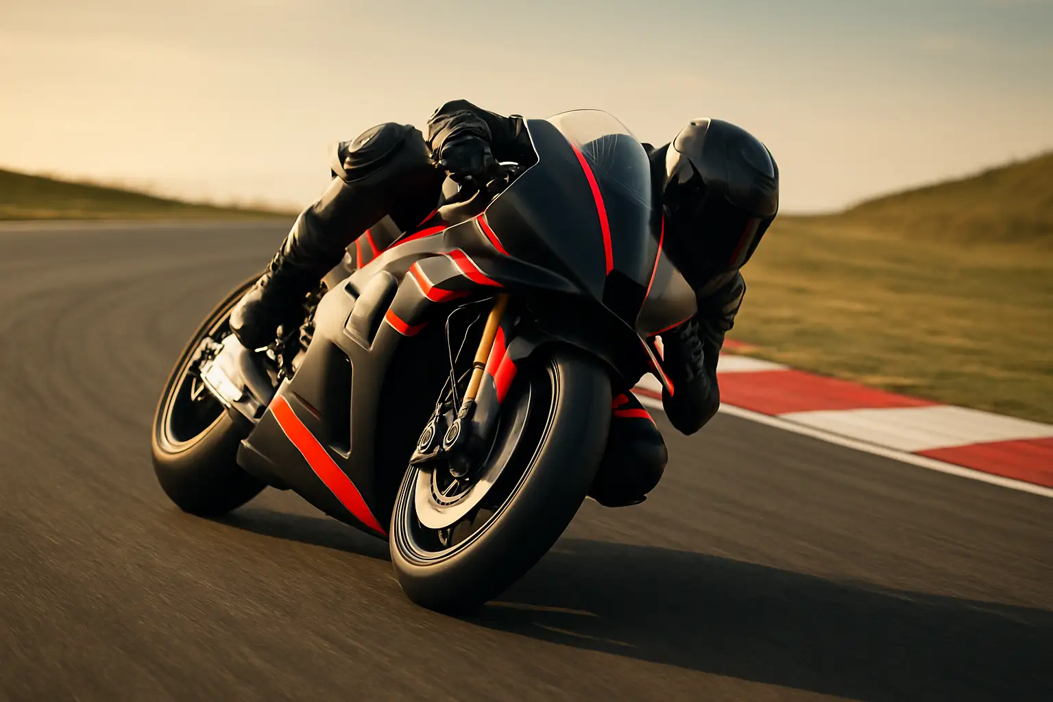 MotoGP rider on an Aprilia bike leaning through a fast corner at a European circuit