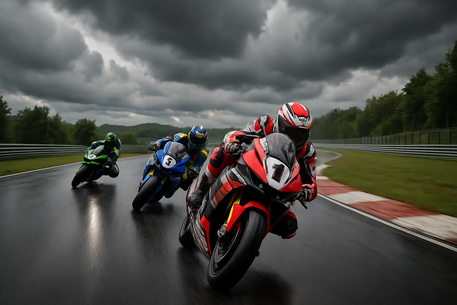 MotoGP riders on track at the Brno circuit during a race weekend