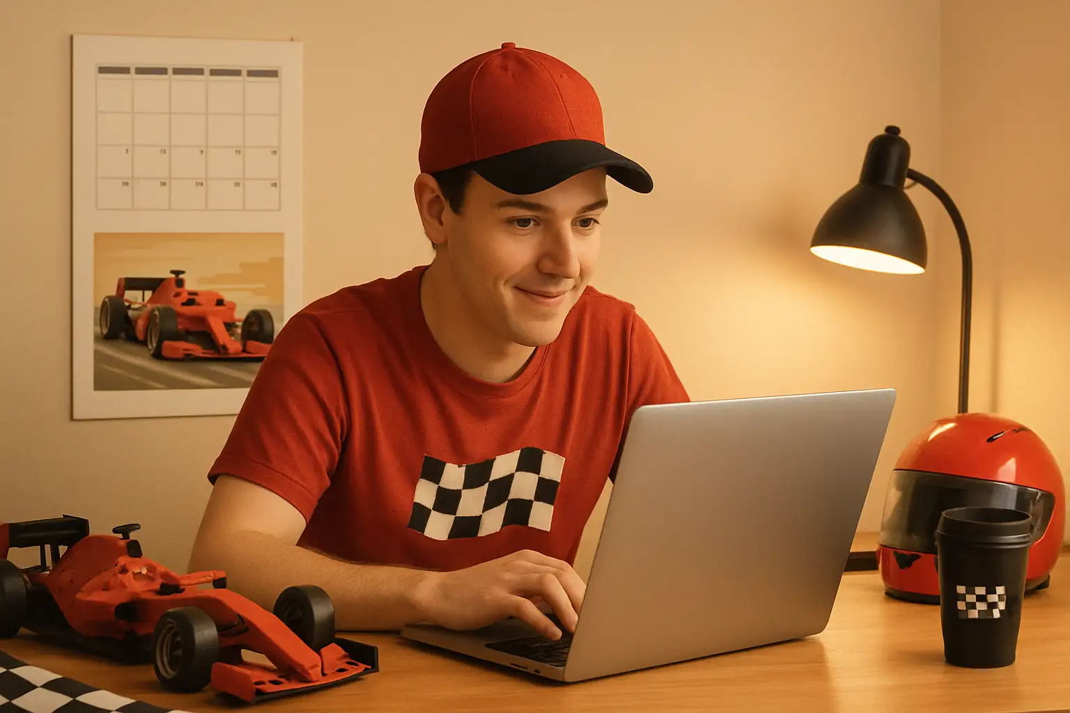 MotoGP fan browsing race tickets and merchandise on a laptop