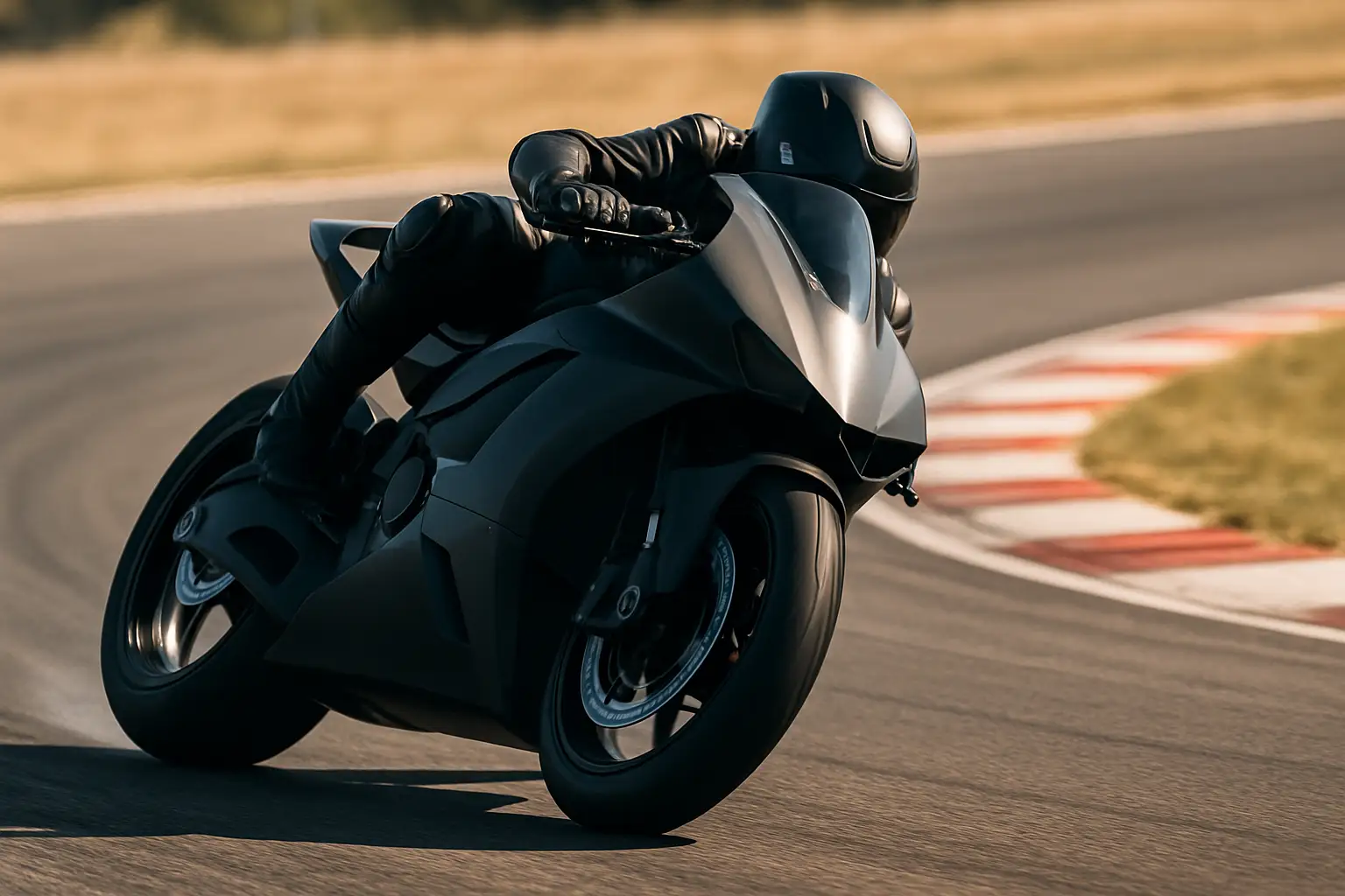 A MotoGP prototype motorcycle on track during a tire test session