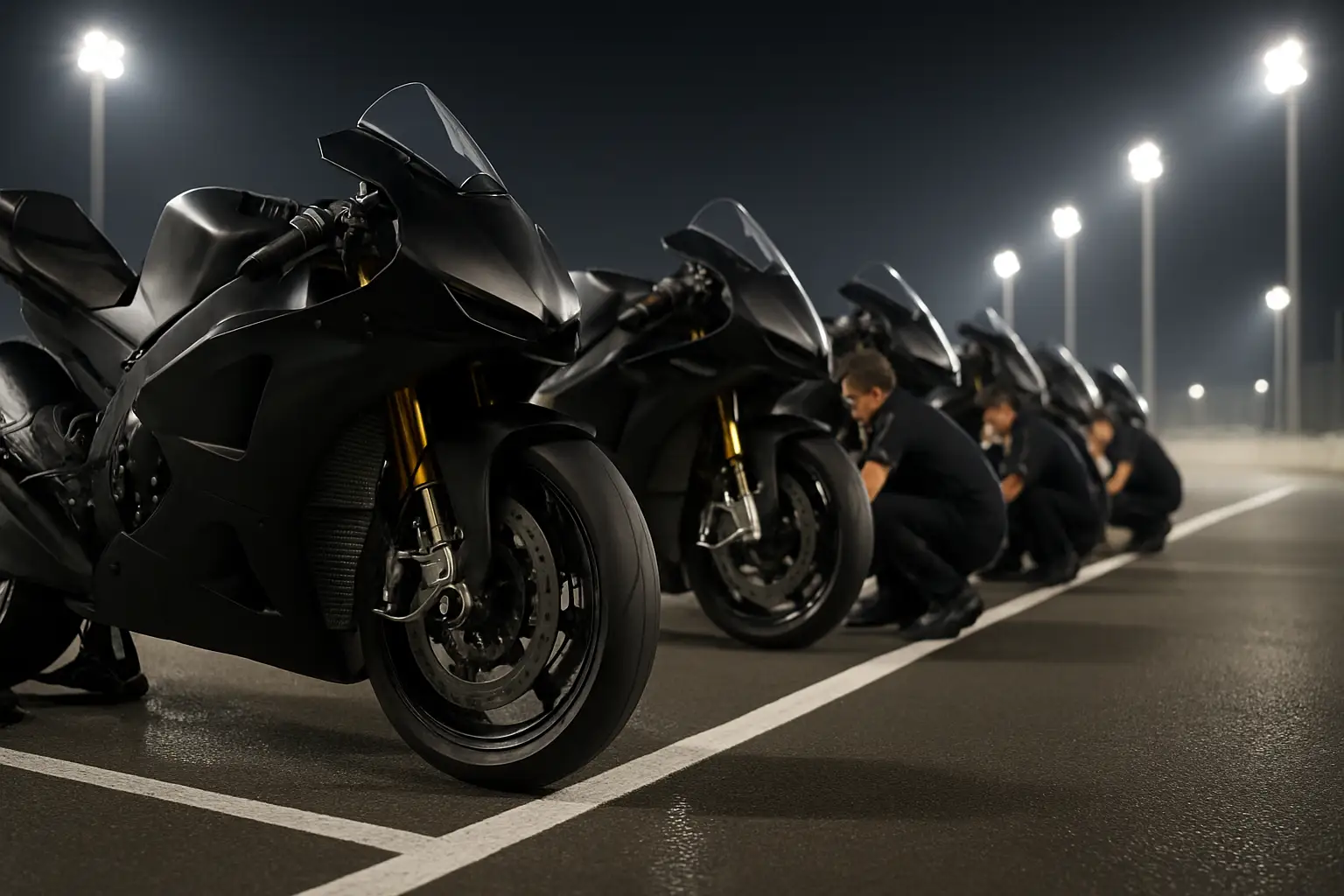 MotoGP motorcycle lined up on the grid at the start of a race