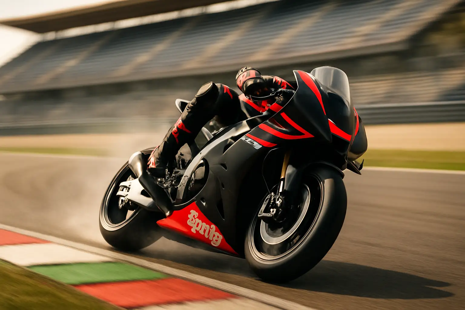 MotoGP Aprilia bike on track at the Sachsenring circuit in Germany