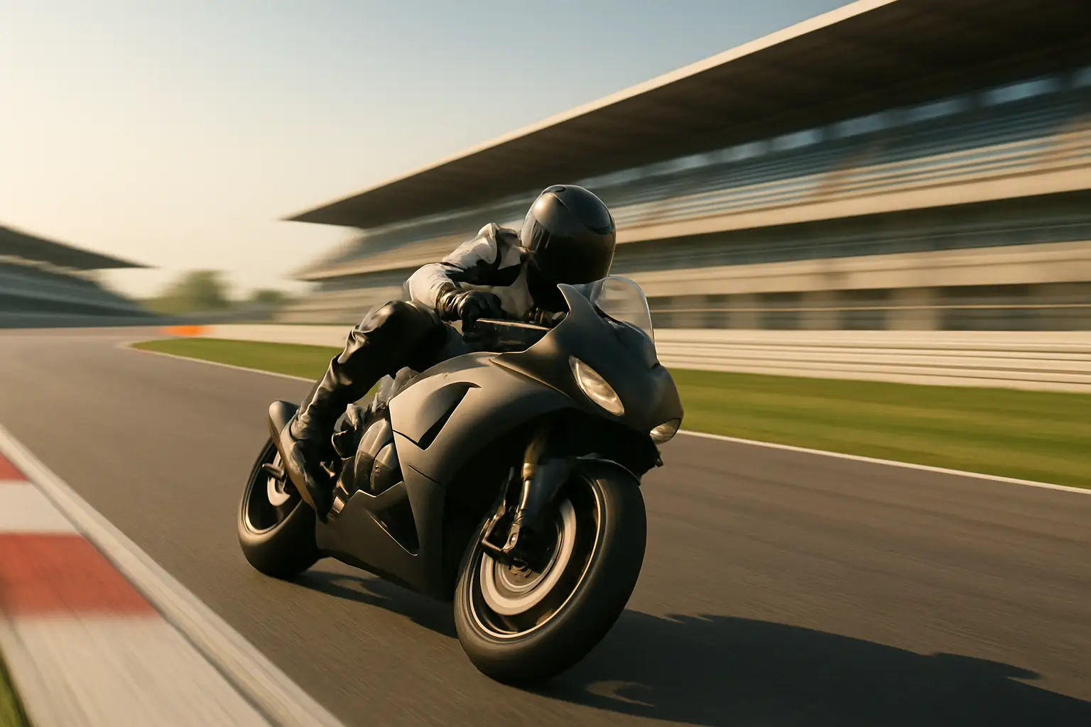 MotoGP rider on an Aprilia bike leaning through a corner at a European circuit