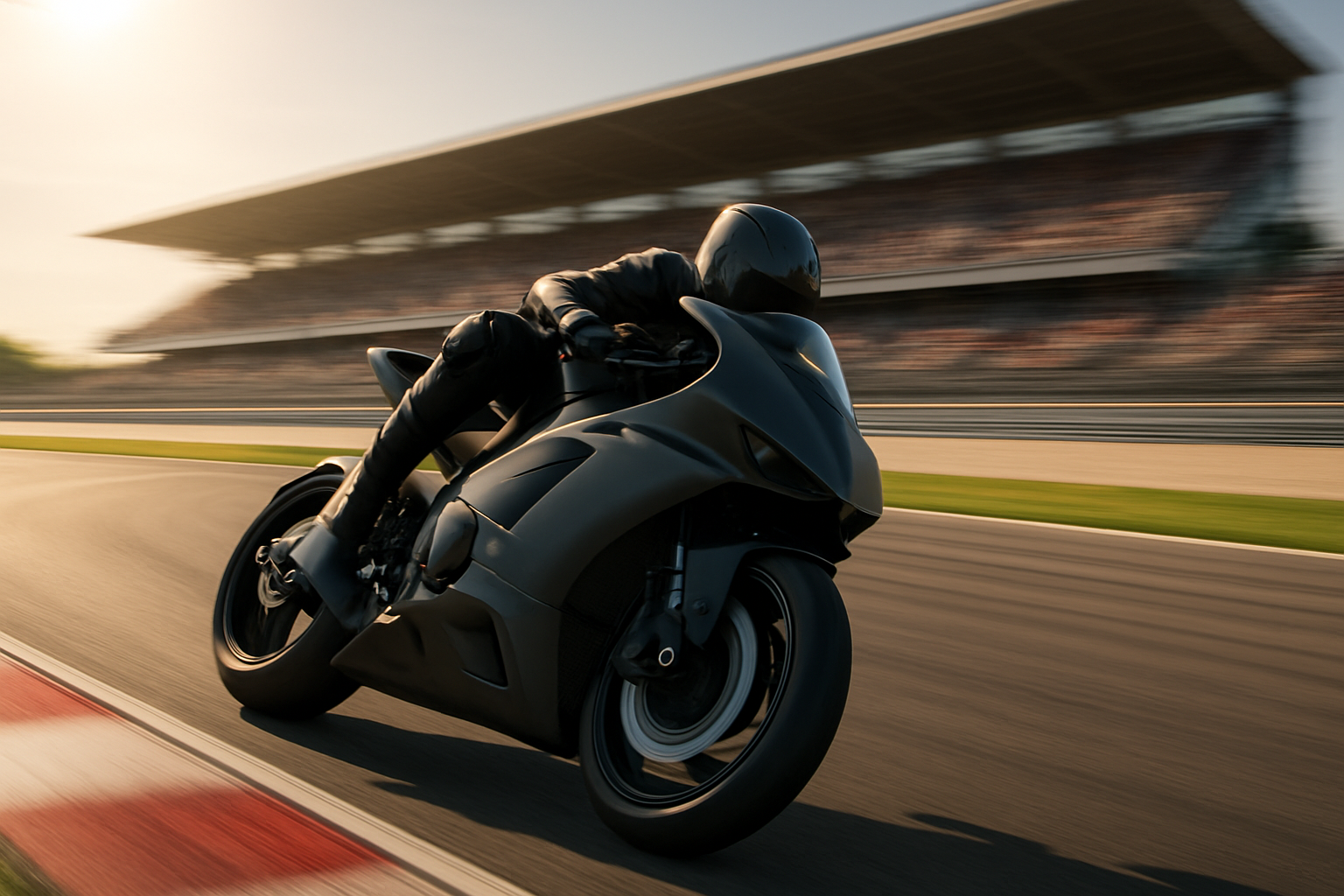 MotoGP prototype motorcycle on a race circuit at high speed