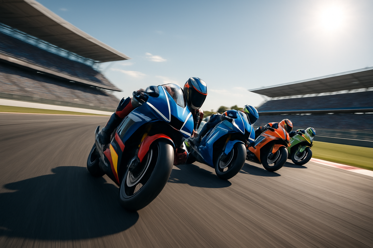 MotoGP motorcycles racing on a circuit during a Grand Prix weekend