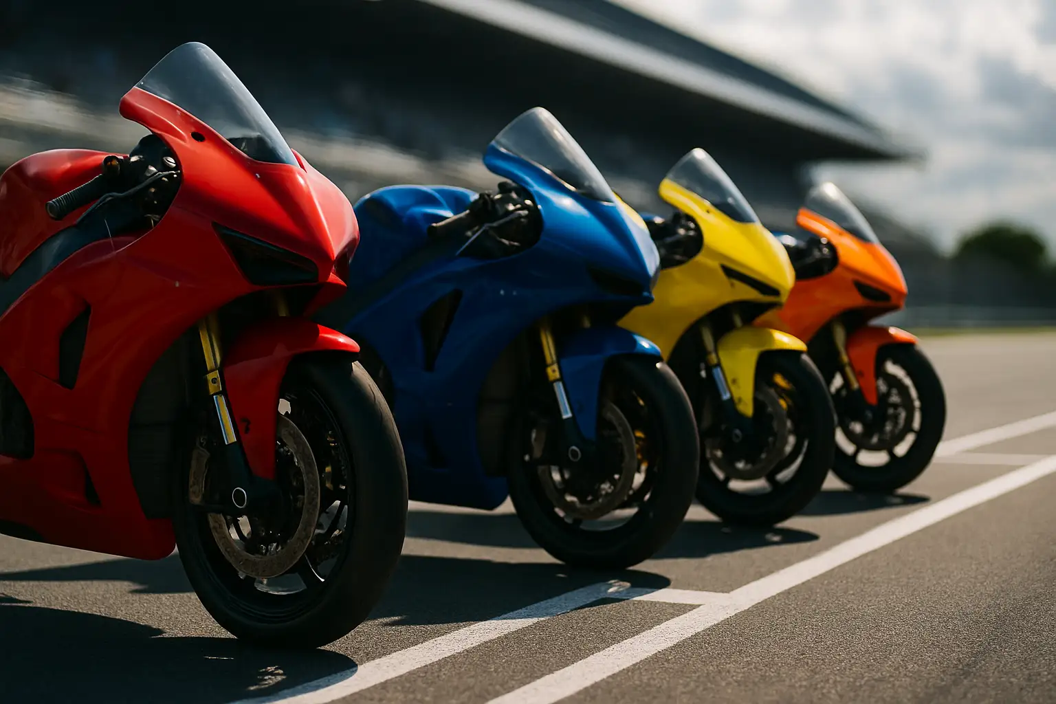 MotoGP motorcycles racing on a circuit during a grand prix session