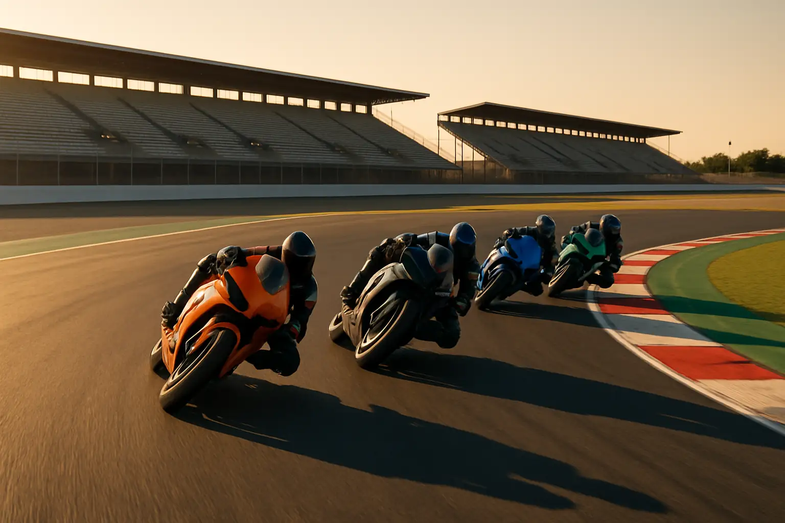 MotoGP motorcycles racing on a circuit during a grand prix
